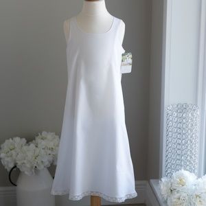 Strasburg Girls White Cotton Slip Size 7 With Lace trim NWOT